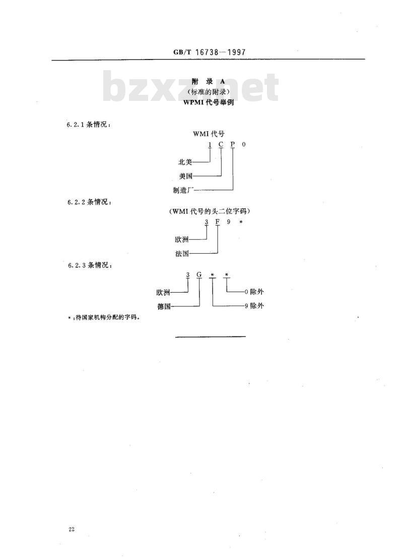 GB/T 16738-1997 道路车辆 世界零件制造厂识别代号(WPMI)