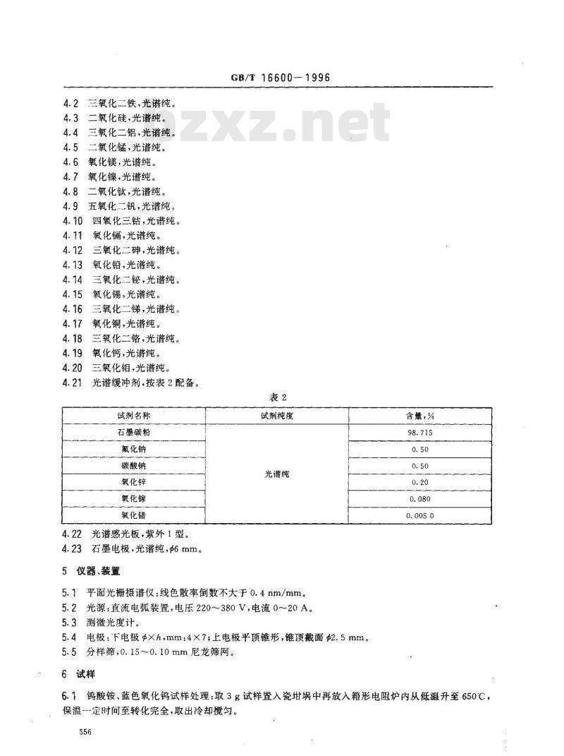 GB/T 16600-1996 钨的发射光谱分析方法