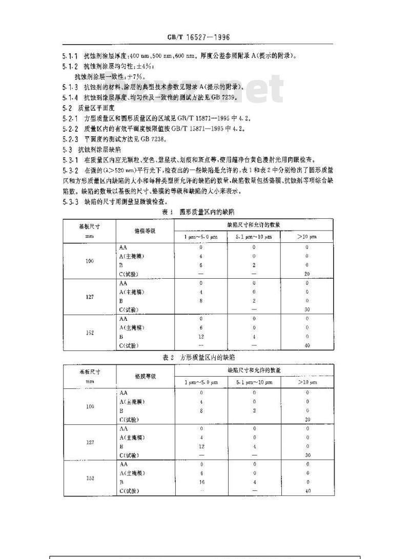 GB/T 16527-1996 硬面感光板中光致抗蚀剂和电子束抗蚀剂