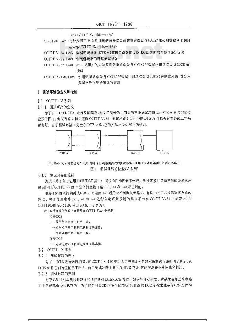 GB/T 16504-1996 信息处理系统 数据通信 使用测试环路的自动的故障隔离规程