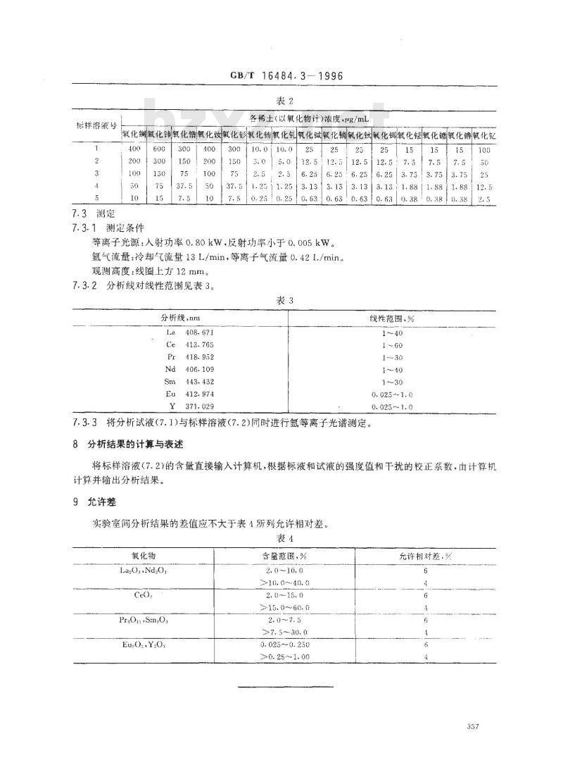 GB/T 16484.3-1996 氯化稀土、碳酸稀土化学分析方法 氧化镧、氧化铈、氧化镨、氧化钕、氧化钐、氧化铕和氧化钇量的测定