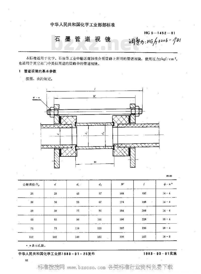 HG/T 3206-1981 石墨管道视镜