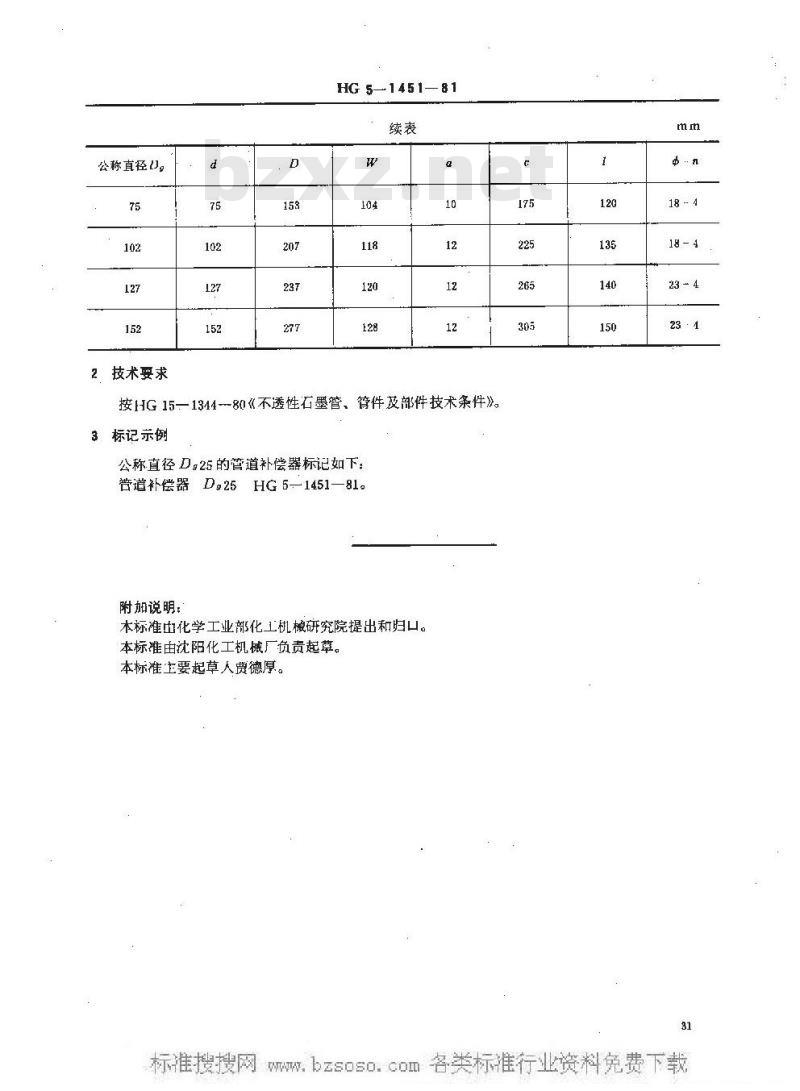 HG/T 3205-1981 石墨补偿器