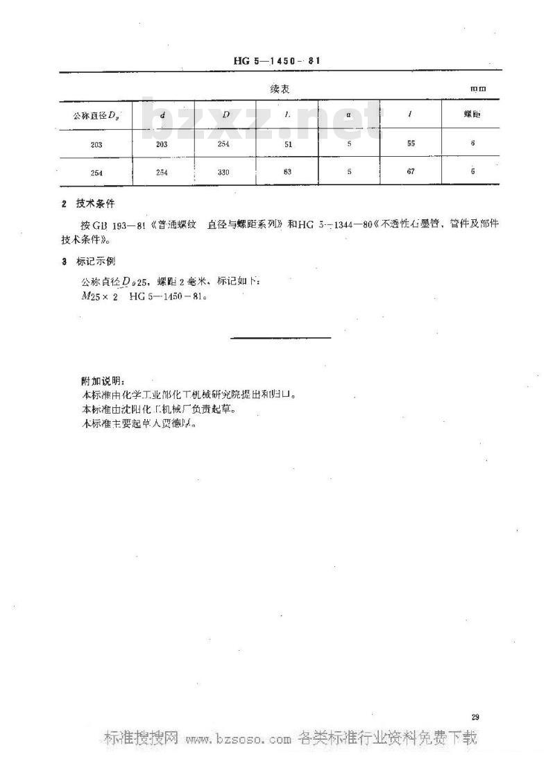HG/T 3204-1981 石墨管螺纹系列
