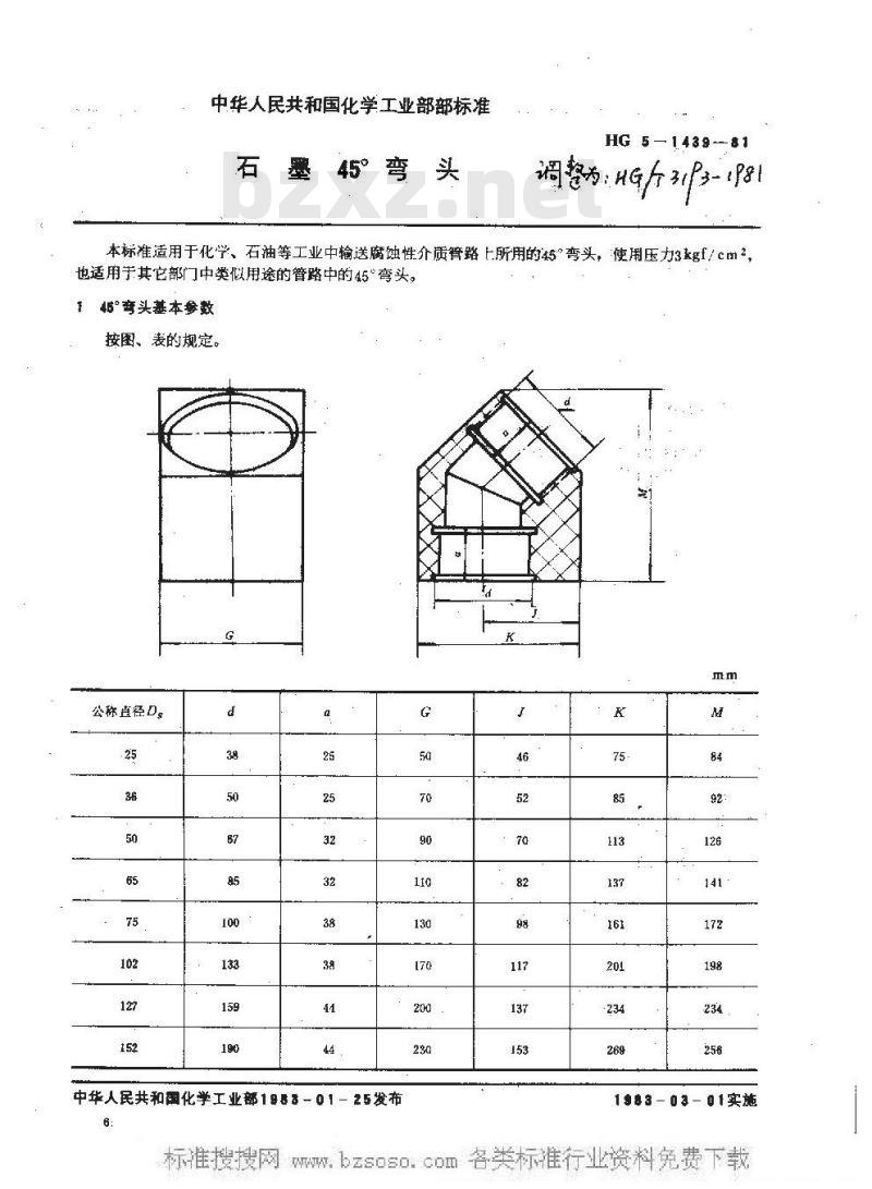 HG/T 3193-1981 石墨45°弯头