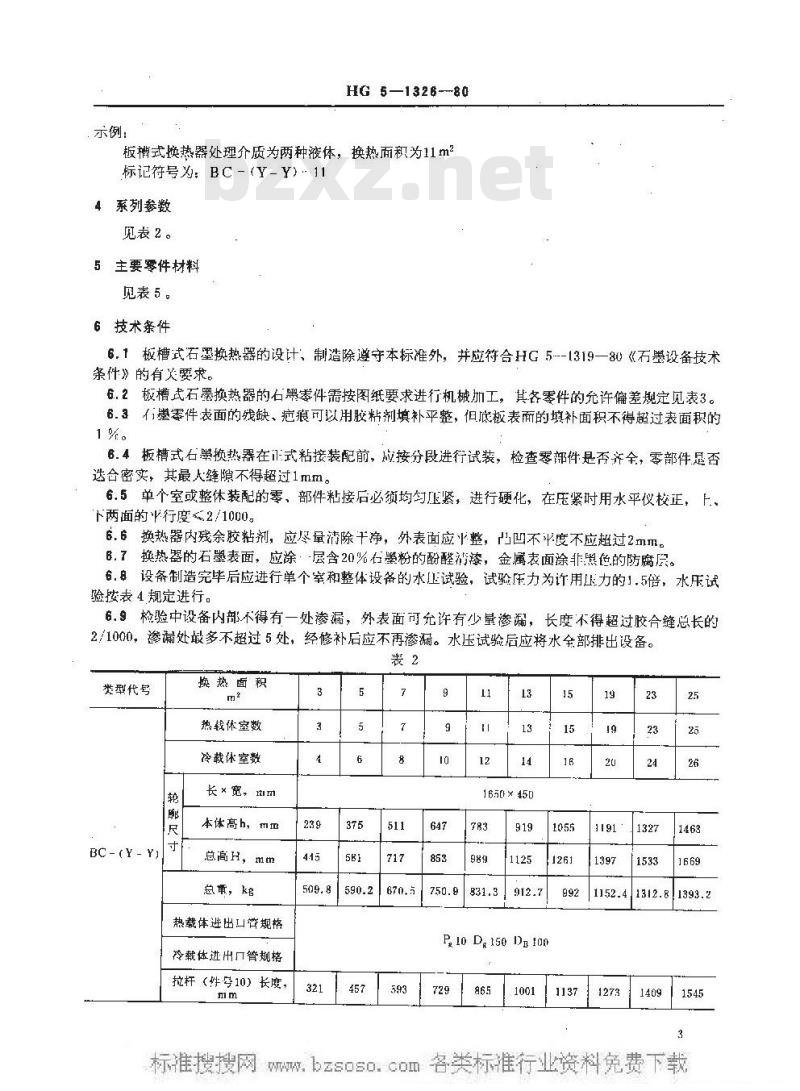 HG/T 3190-1980 板槽式石墨换热器
