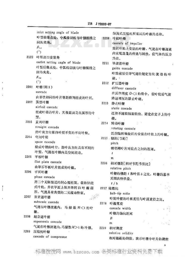 HG/T 3185-1987 化工用轴流式压缩机名词术语