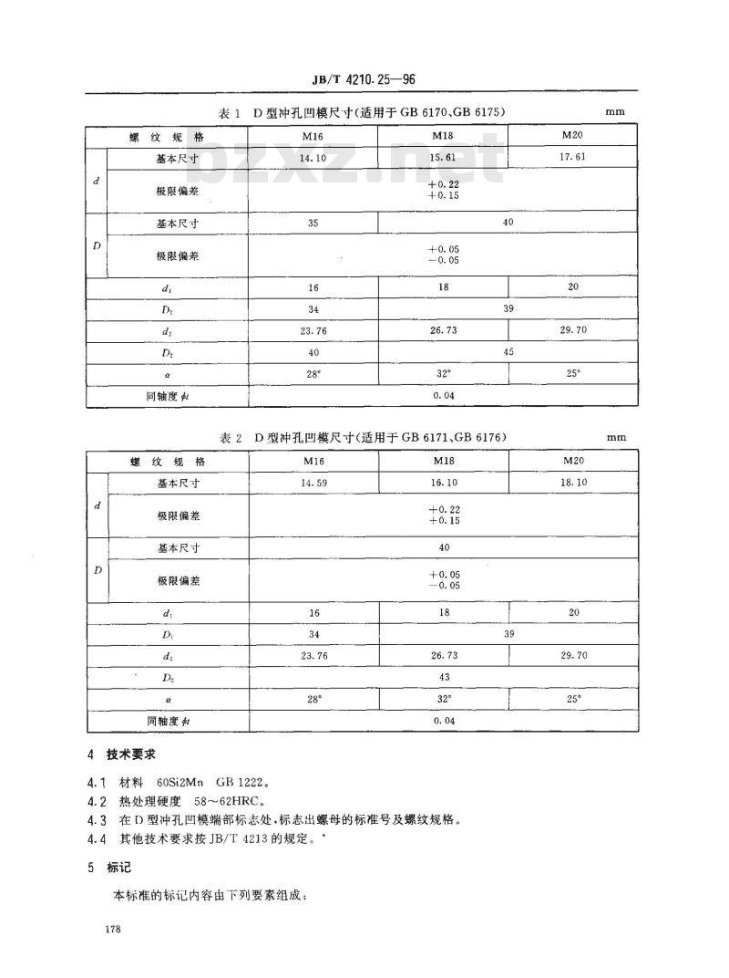 JB/T 4210.25-1996 冷镦六角螺母模具 冲孔凹模 D型