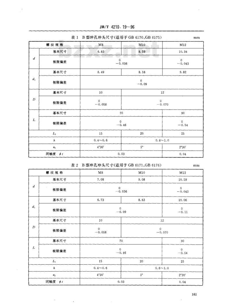 JB/T 4210.19-1996 冷镦六角螺母模具 冲孔冲头 B型
