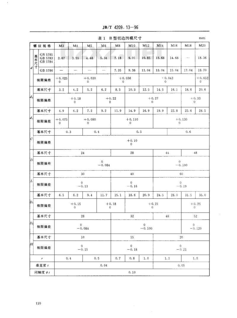 JB/T 4209.13-1996 冷镦六角头螺栓模具 切边凹模 B型