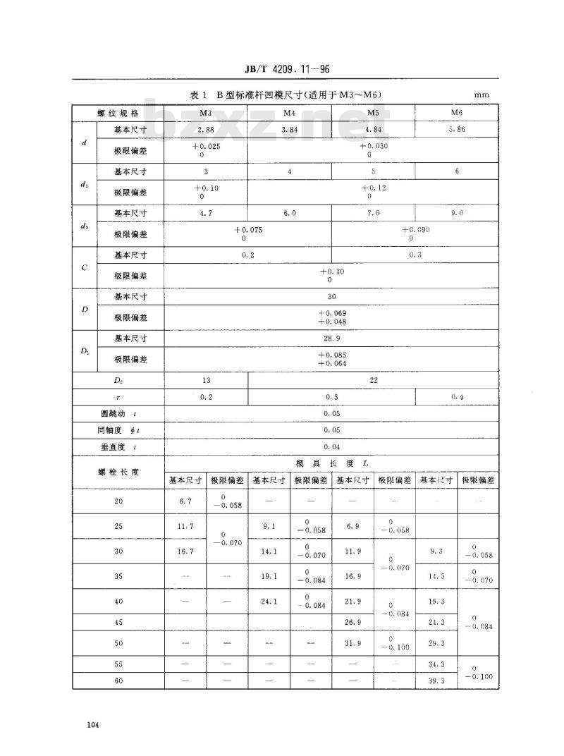 JB/T 4209.11-1996 冷镦六角头螺栓模具 标准杆凹模 B型