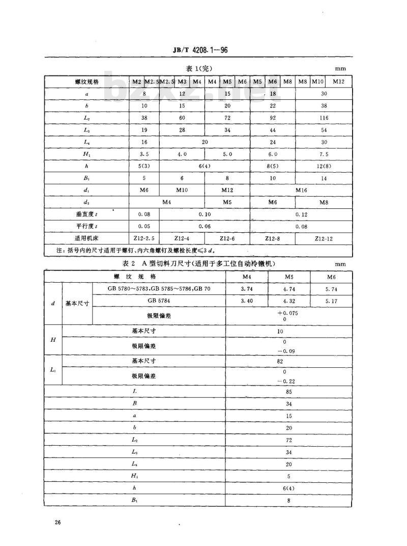 JB/T 4208.1-1996 冷镦模具通用件 切料刀 A型