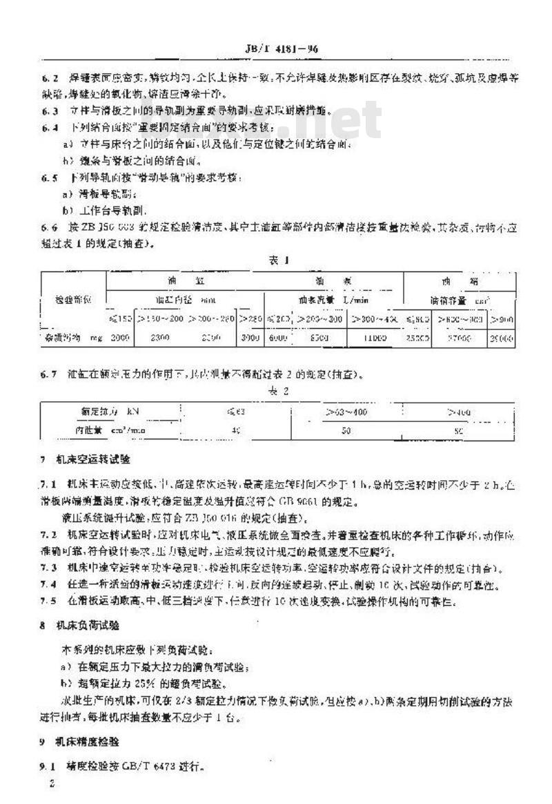 JB/T 4181-1996 立式外拉床 技术条件