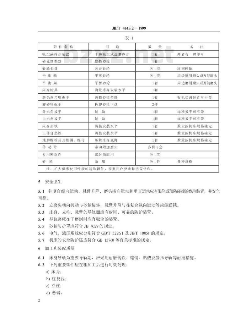 JB/T 4145.2-1999 落地导轨磨床 技术条件