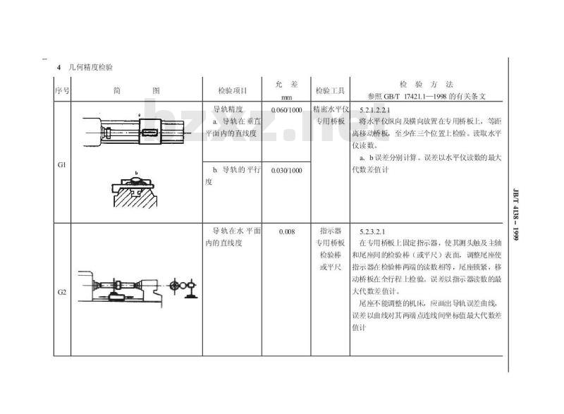 JB/T 4138-1999 精整车床 精度检验