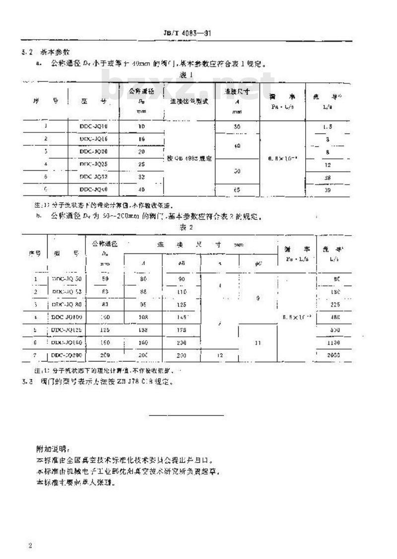 JB/T 4083-1991 真空电磁带充气阀 型式与基本