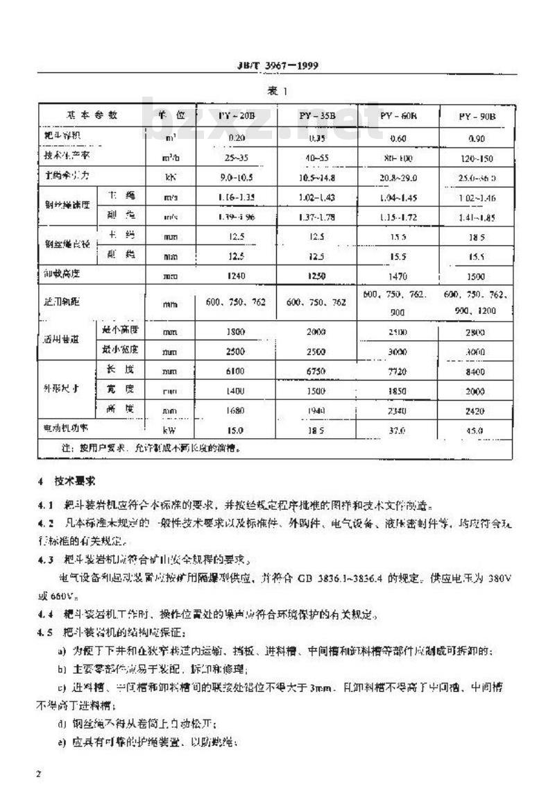 JB/T 3967-1999 液压操纵耙斗装岩机