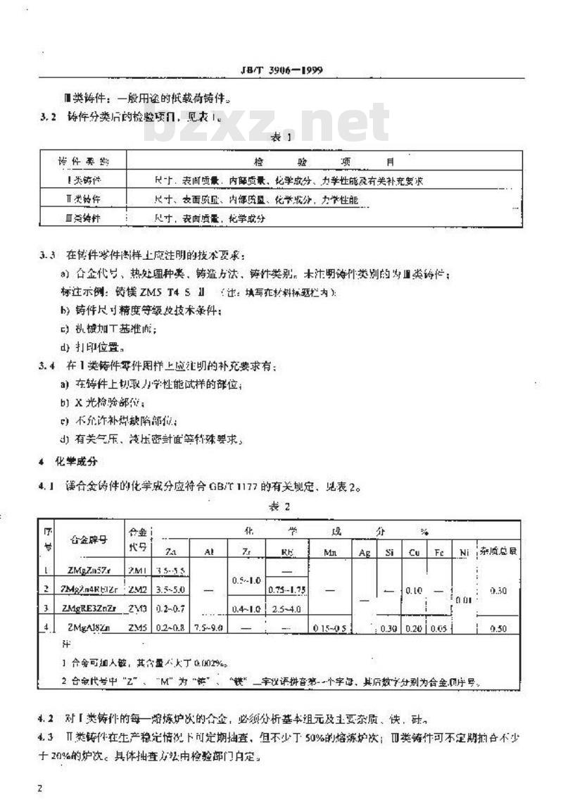 JB/T 3906-1999 凿岩机械与气动工具 镁合金铸件通用技术条件