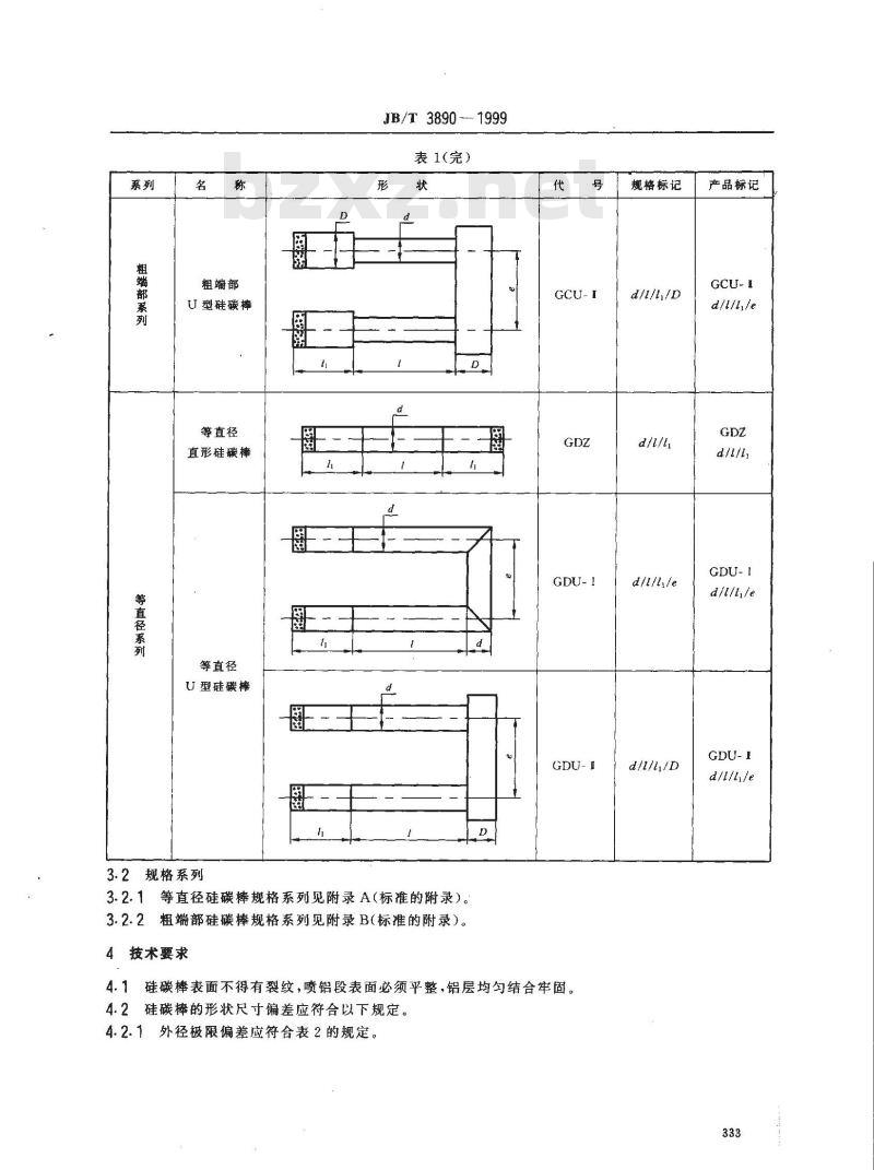 JB/T 3890-1999 硅碳棒