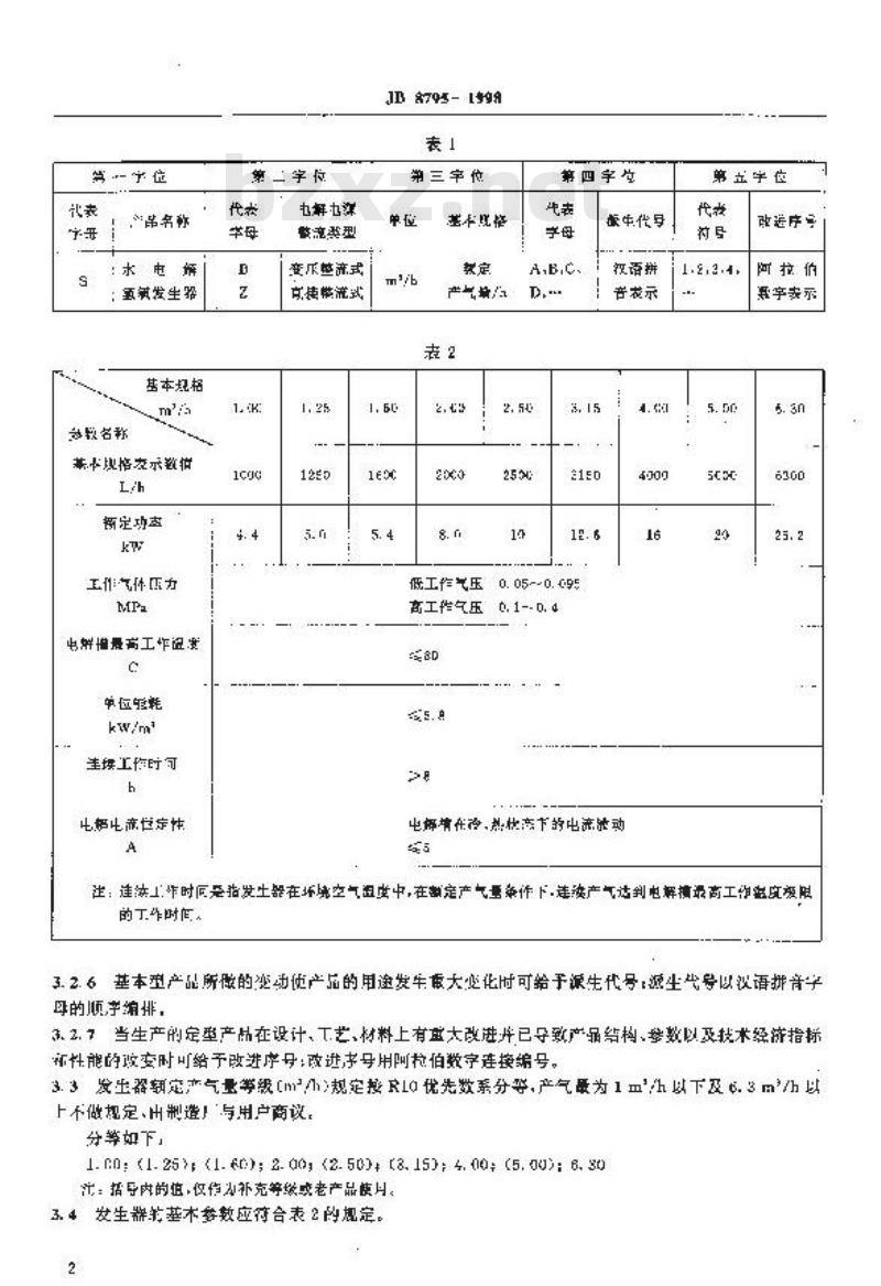 JB 8795-1998 水电解氢氧发生器