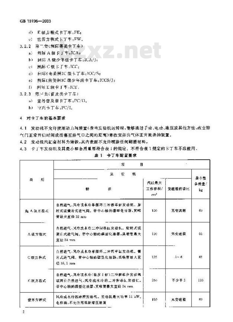GB 19196-2003 卡丁车分类与注册