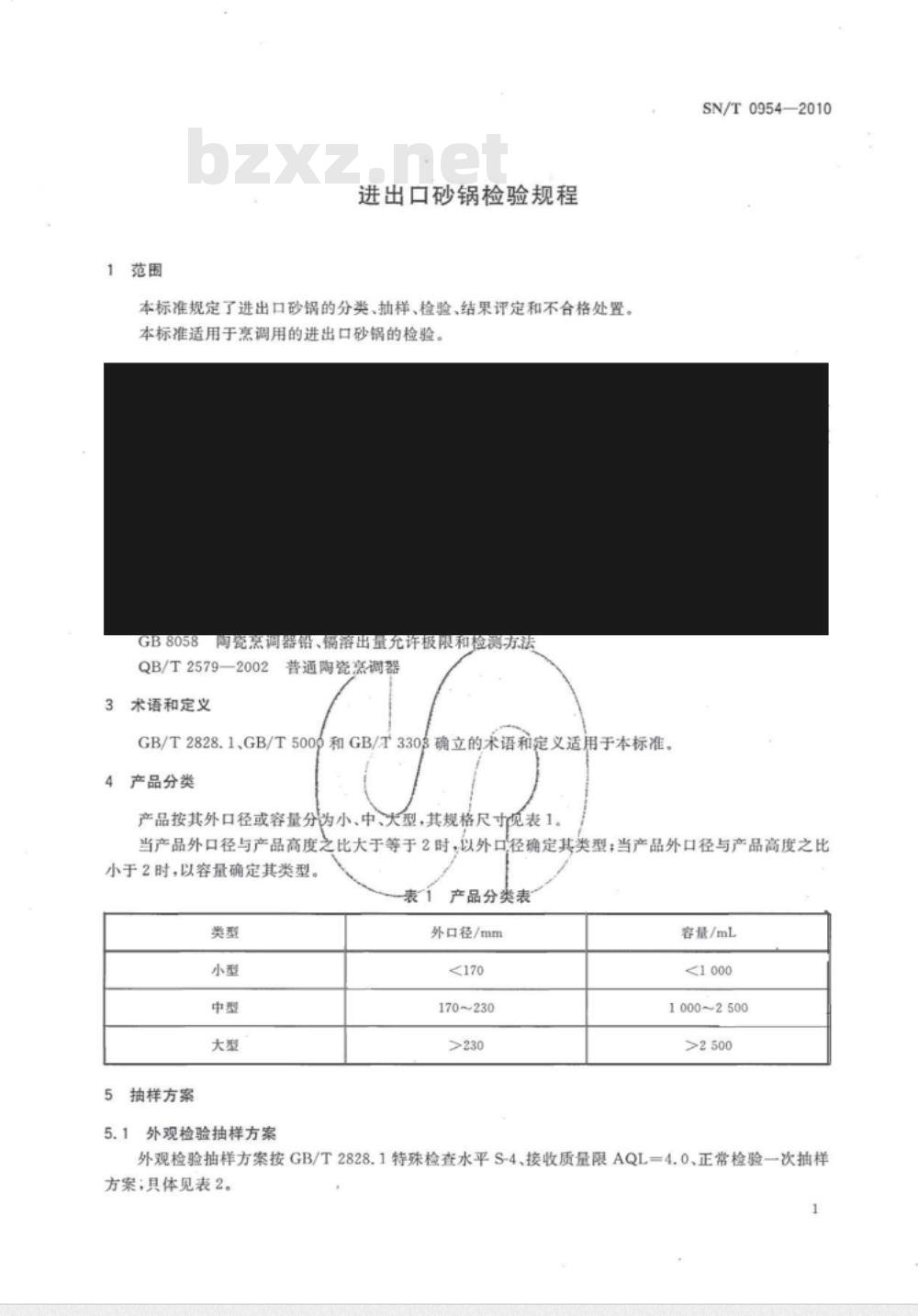 SN/T 0954-2010 进出口砂锅检验规程