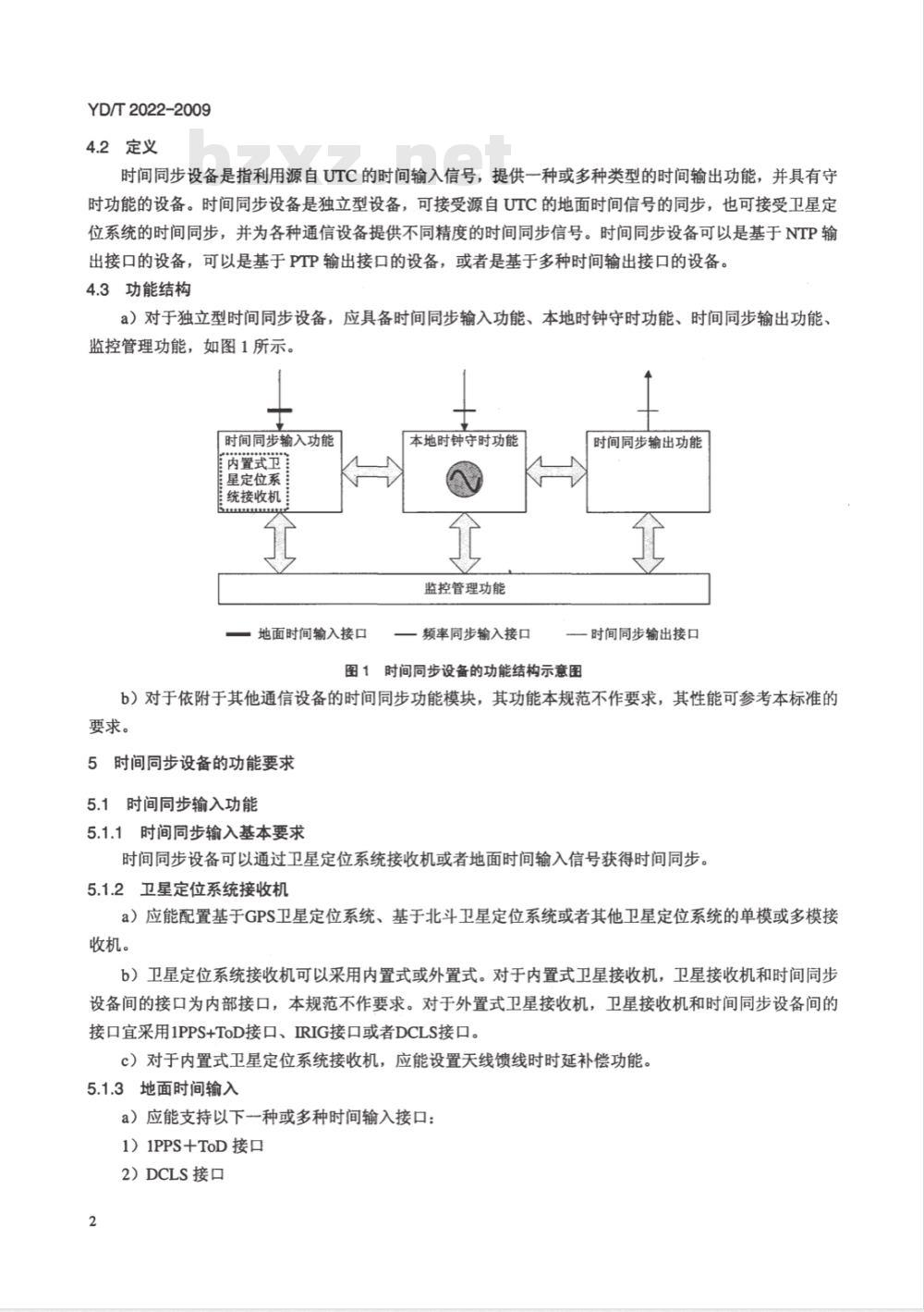 YD/T 2022-2009 时间同步设备技术要求