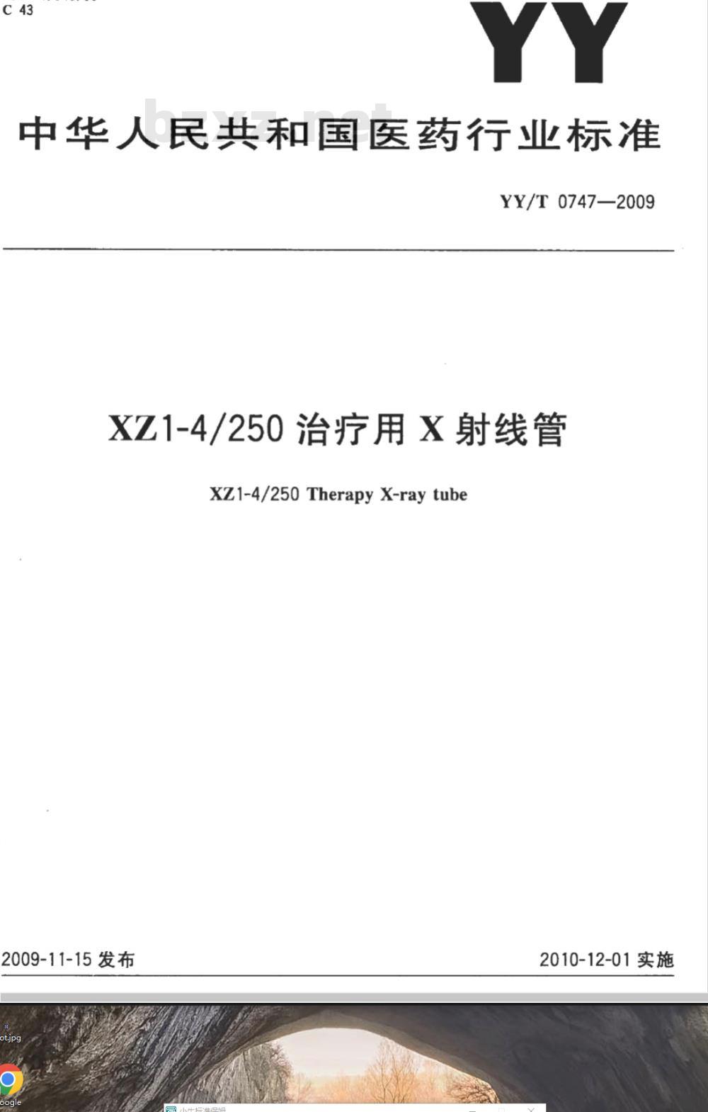 YY/T 0747-2009 XZ1-4/250治疗用X射线管