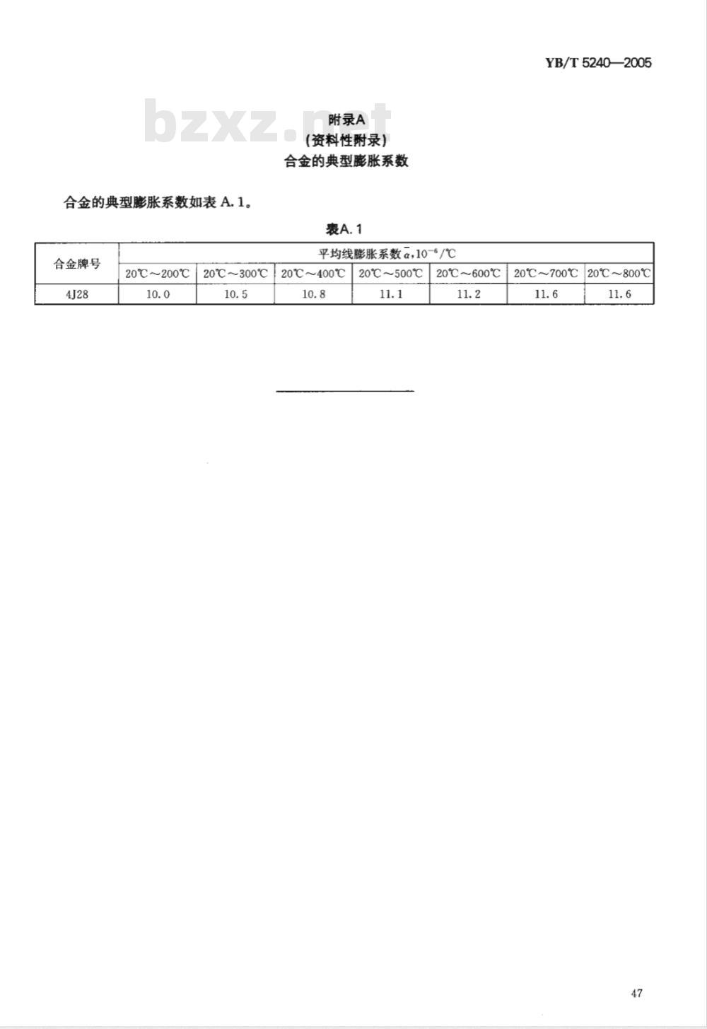YB/T 5240-2005 玻封铁铬合金4J28
