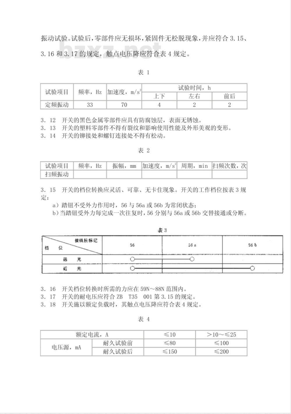 QC/T 219-1996 汽车用脚踏式变光开关