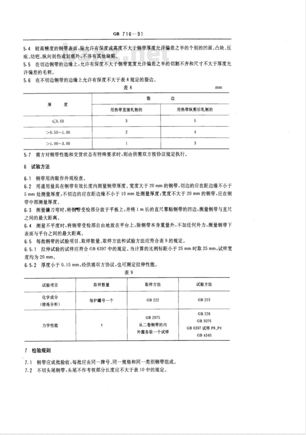 GB 716-1991 碳素结构钢冷轧钢带