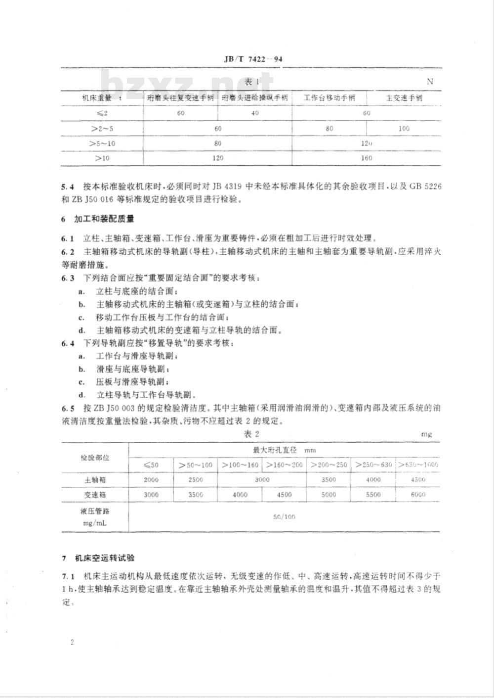JB/T 7422-1994 立式内圆珩磨机 技术条件
