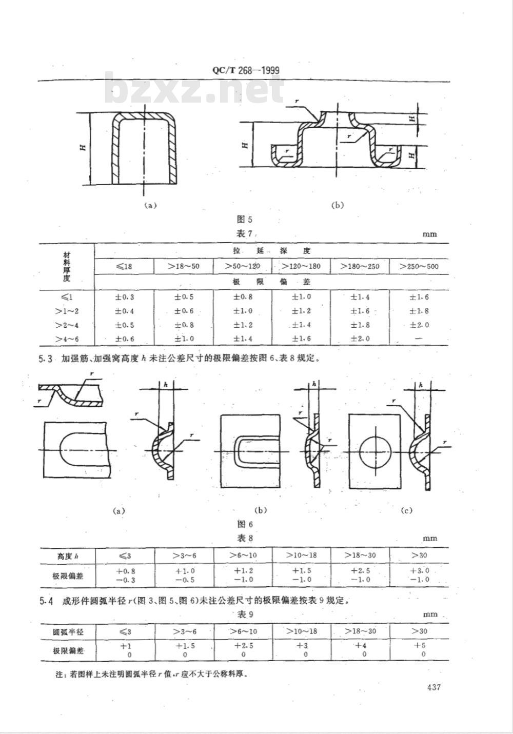QC/T 268-1999 汽车冷冲压加工零件未注公差尺寸的极限偏差