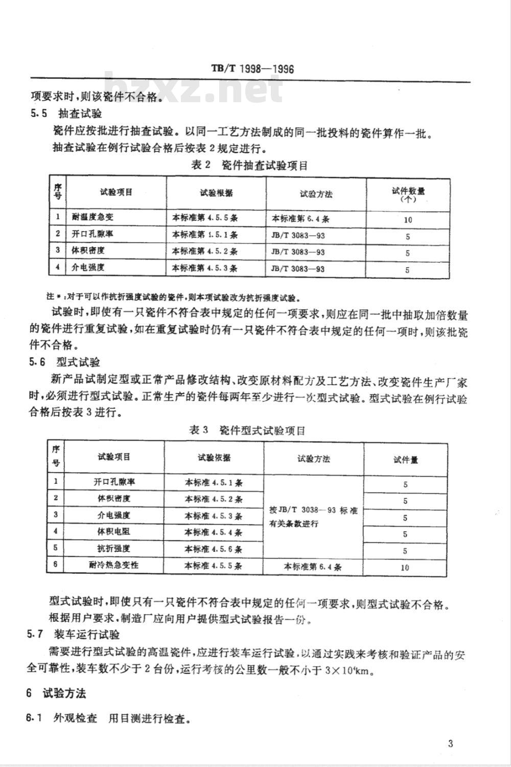 TB/T 1998-1996 机车高温瓷件订货技术条件