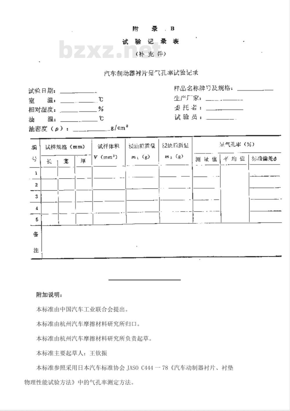 QC/T 583-1999 汽车制动器衬片显气孔率试验方法