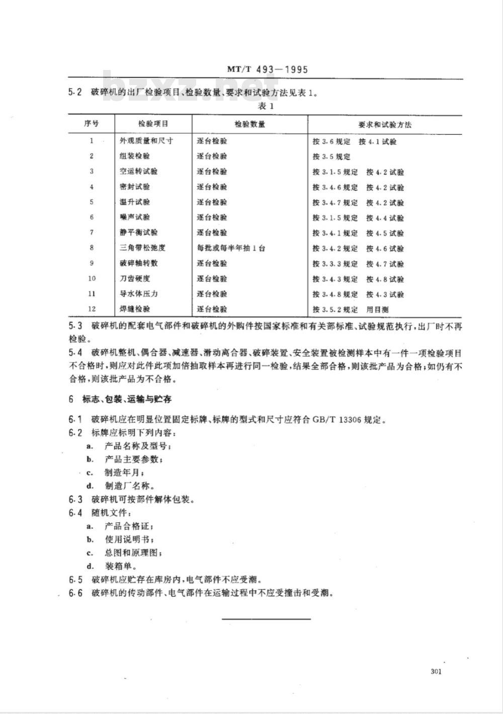 MT/T 493-1995 顺槽用破碎机通用技术条件