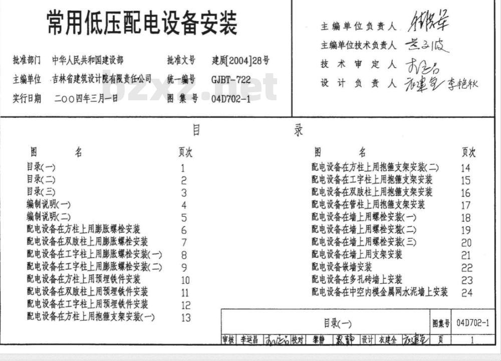 04D702-1 常用低压配电设备及灯具安装D702-1~3（2004年合订本）