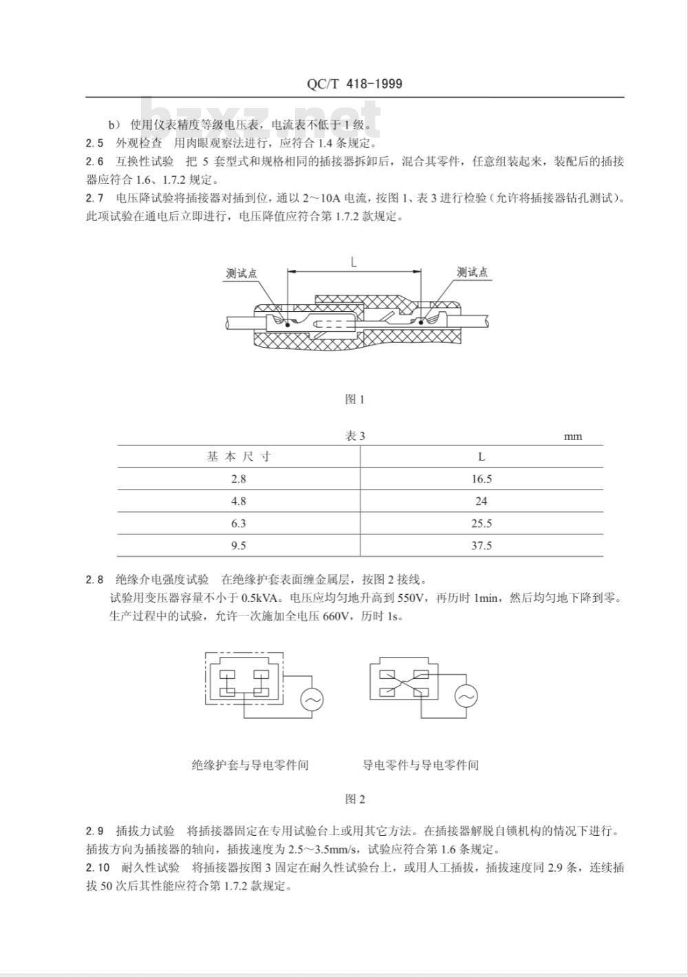 QC/T 418-1999 汽车用片式插接器技术条件