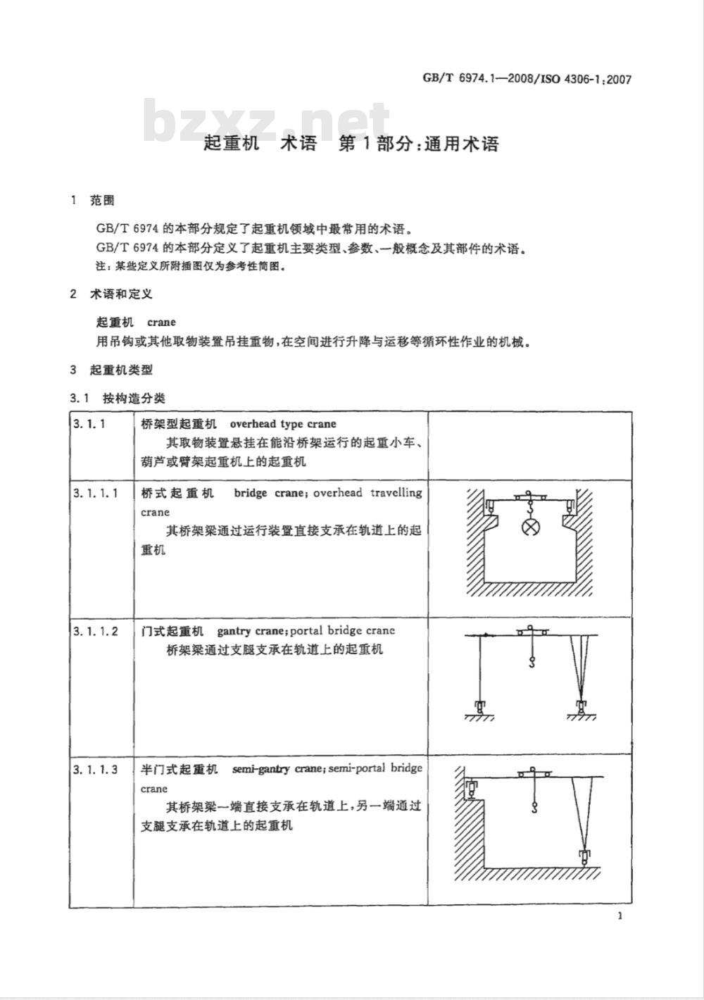 GB/T 6974.1-2008 起重机 术语 第1部分：通用术语