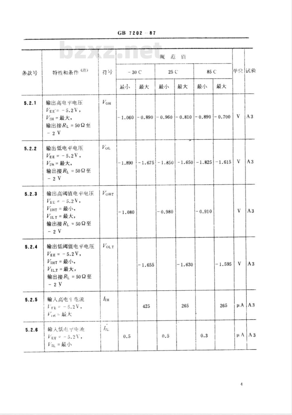 GB 7202-1987 电子器件详细规范 半导体集成电路CE10109型ECL双4.5输入或/或非门(可供认证用)