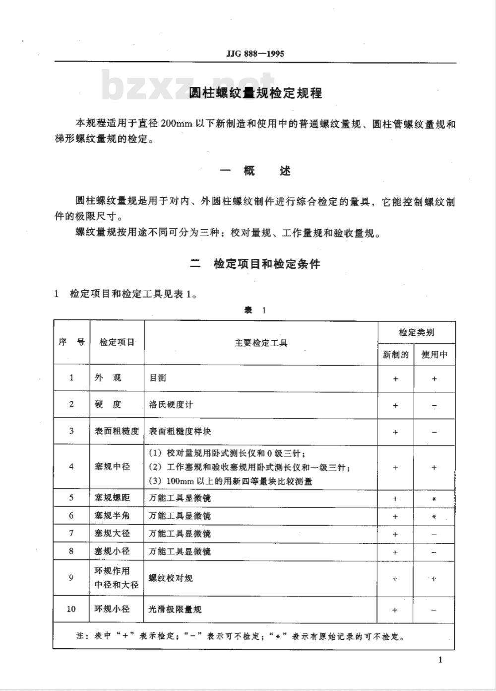 JJG 888-1995 圆柱罗纹量规检定规程