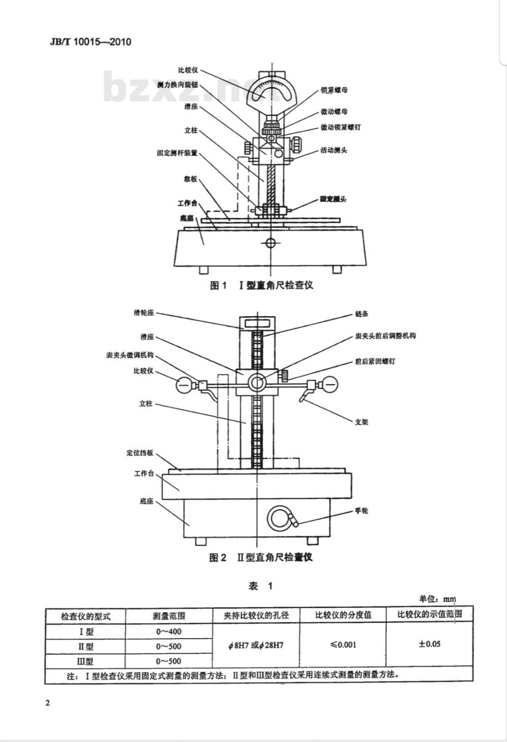 JB/T 10015-2010 直角尺检查仪
