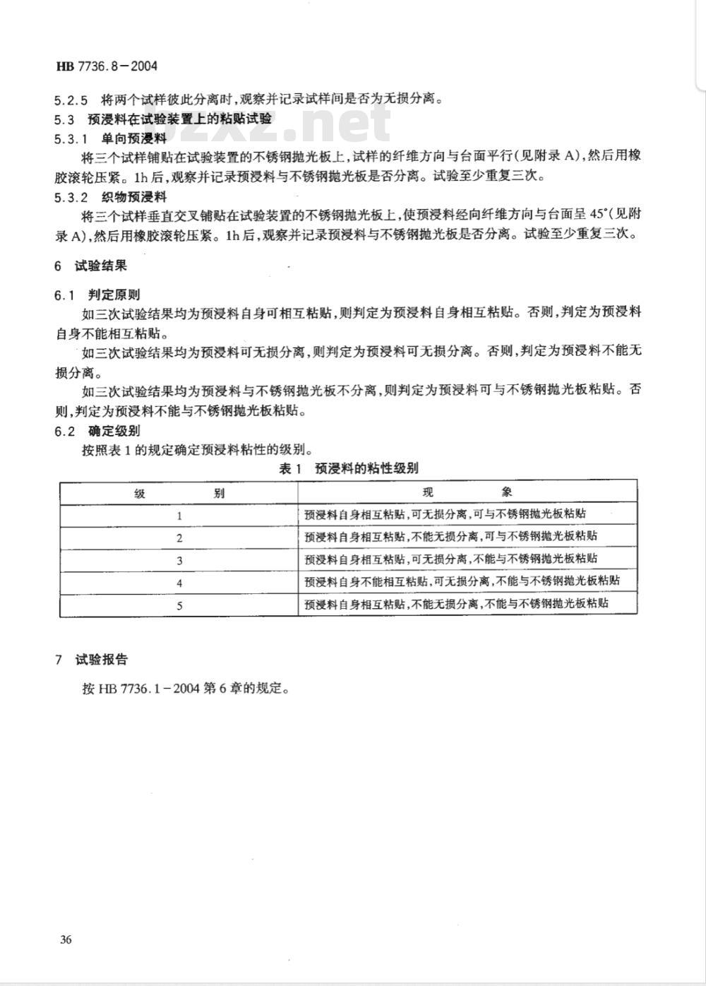 HB 7736.8-2004 复合材料预浸料物理性能试验方法第8部分:粘性的测定
