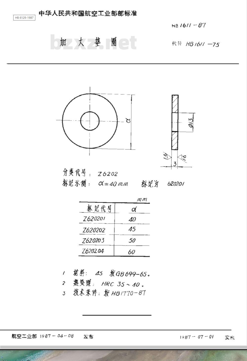 HB 1611-1987 加大垫圈