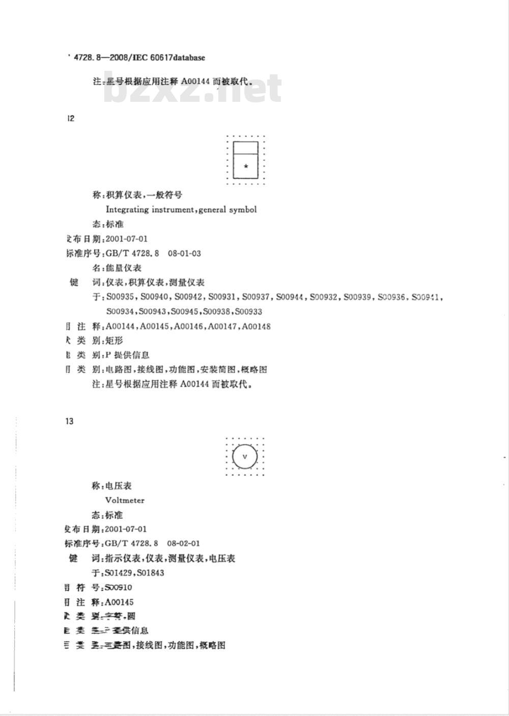 GB/T 4728.8-2008 电气简图用图形符号 第8部分：测量仪表、灯和信号器件
