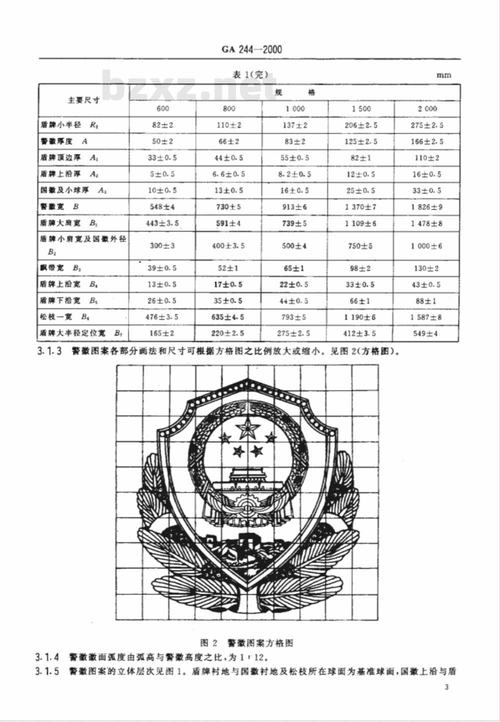 GA 244-2000 人民警察警徽技术标准