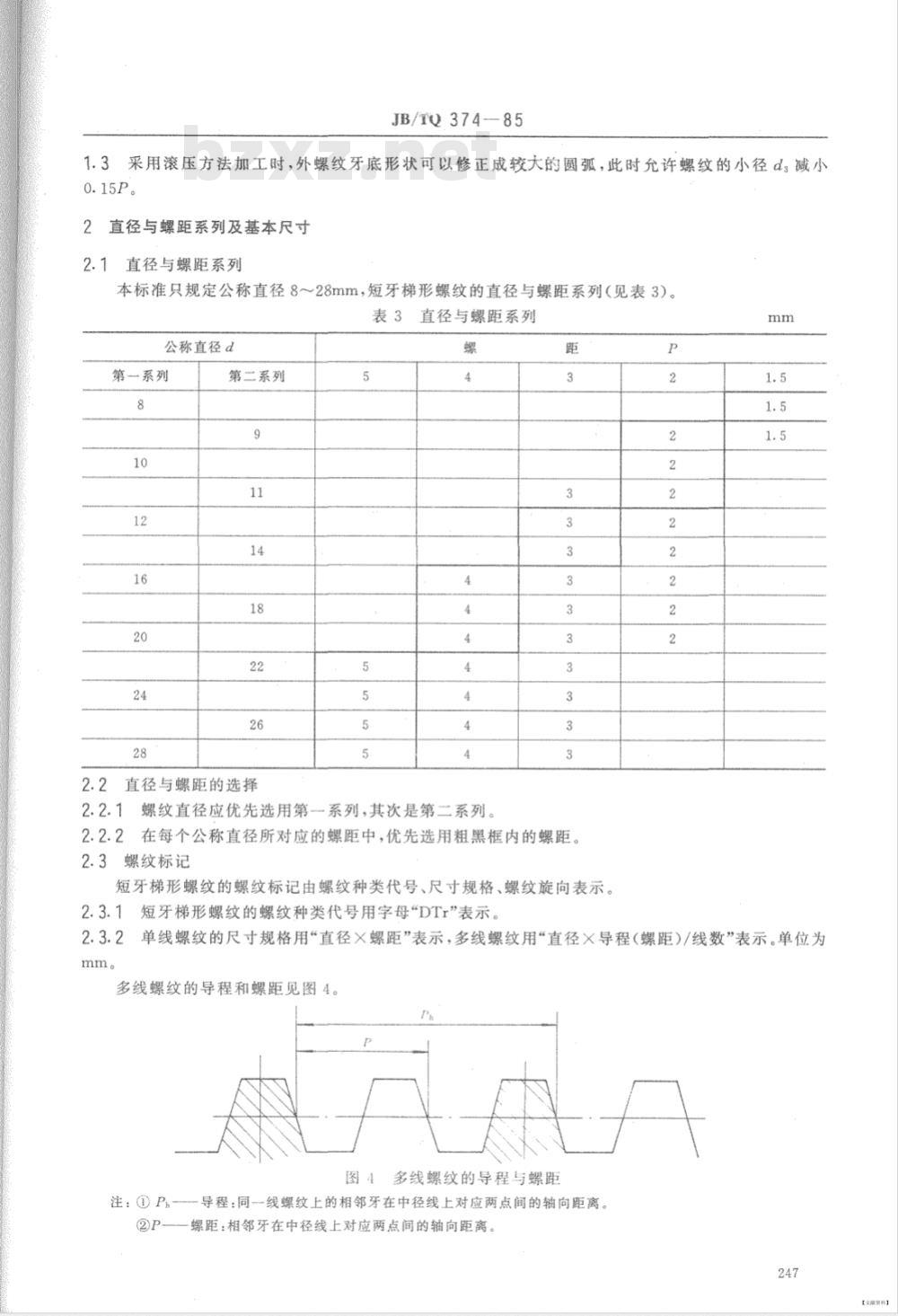 JB/TQ 374-1985 锻钢阀门用短牙梯形螺纹