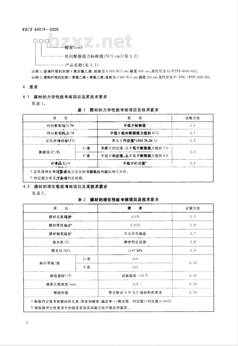 FZ/T 64014-2009 膜结构用涂层织物