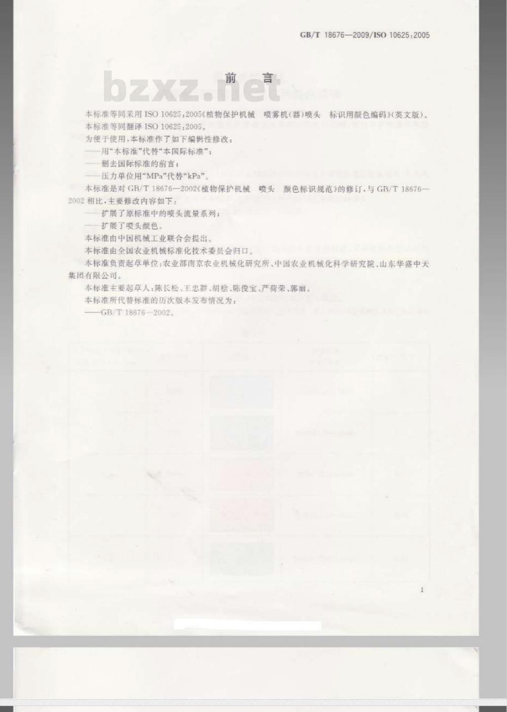 GB/T 18676-2009  植物保护机械 喷雾机（器）喷头 标识用颜色编码