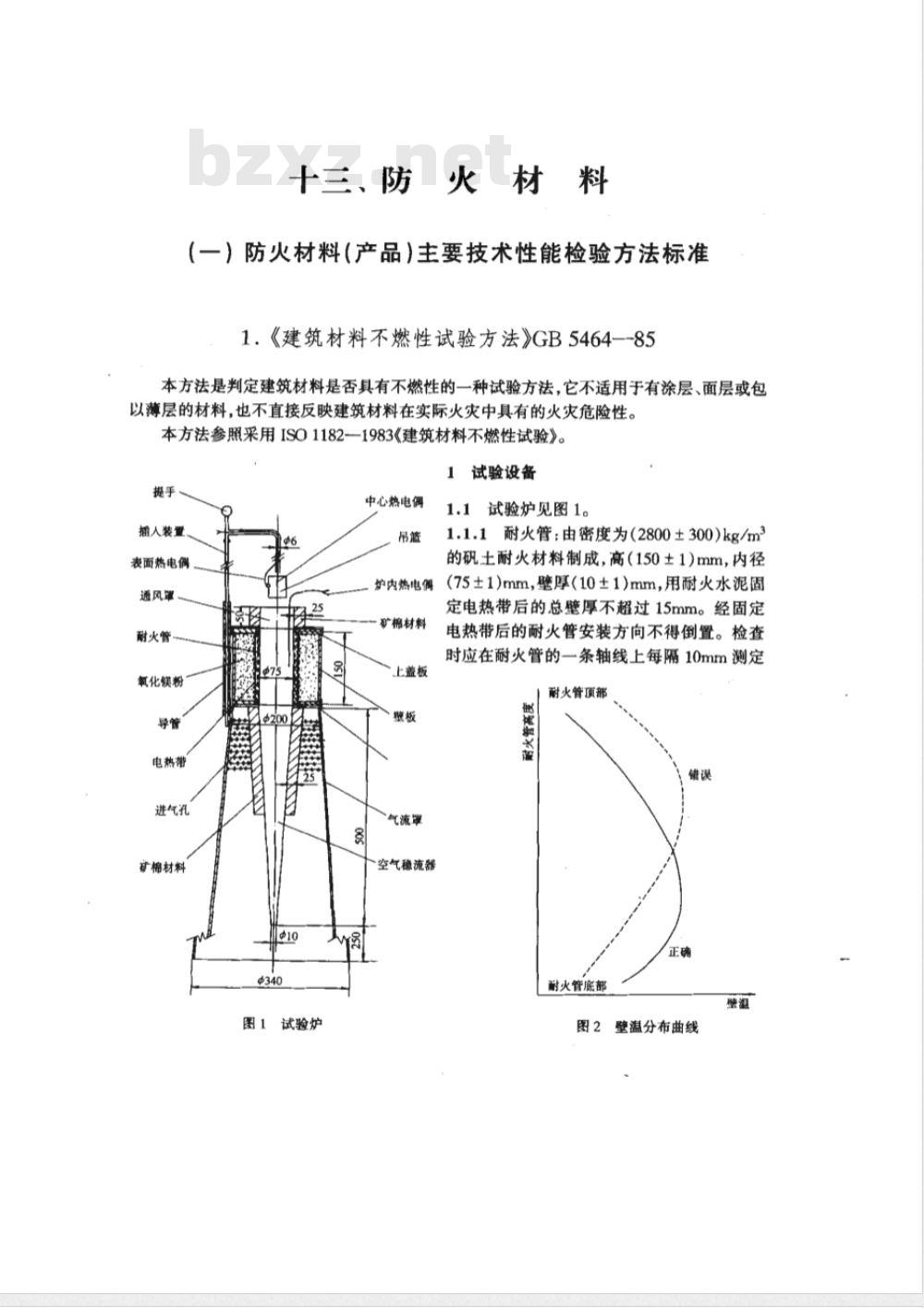 GB 5464-1985 建筑材料不燃性试验方法